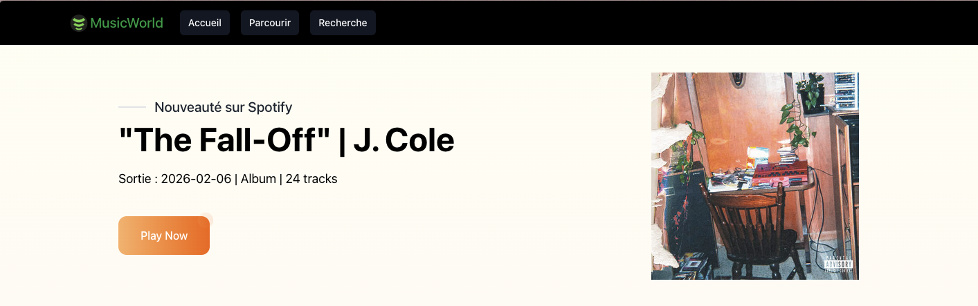 Aperçu du projet MusicWorld