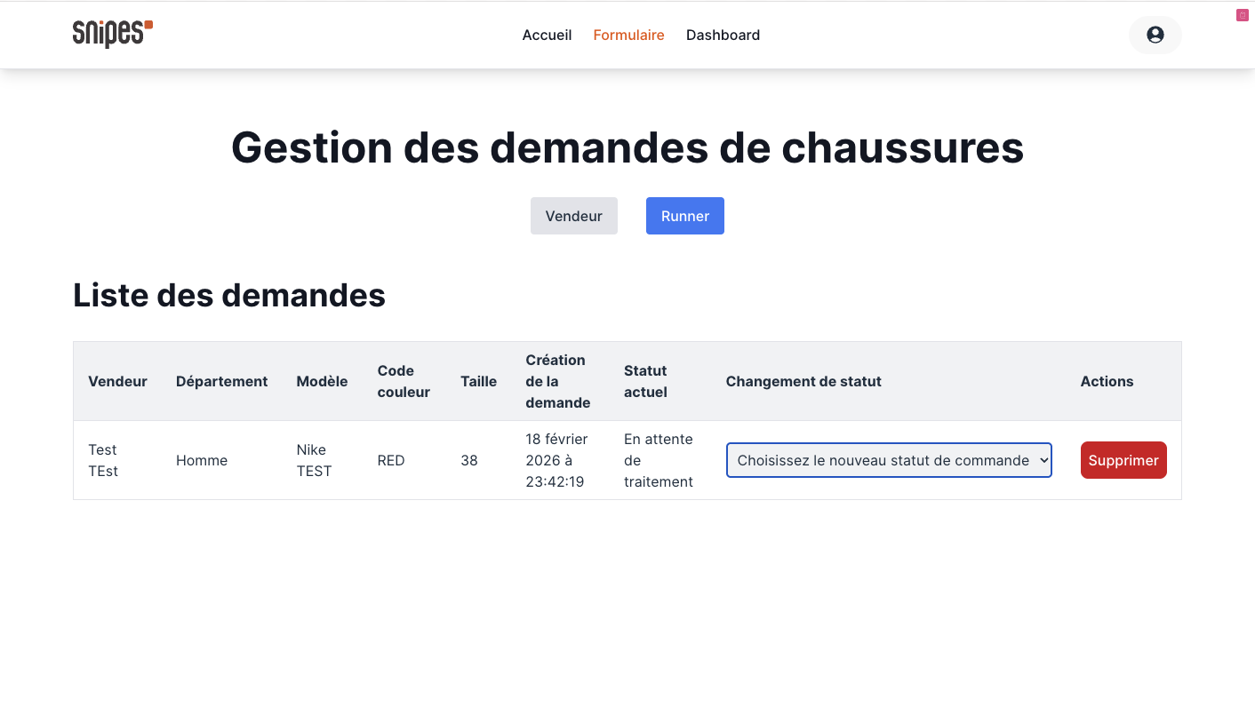 Aperçu du projet SnipesPOC